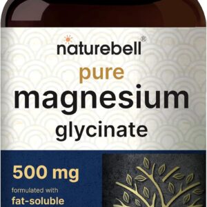 Naturebell Pure Magnesium Glycinate 500mg, 240 Veggie Capsules | 100% Chelated & Purified – 3rd Party Tested, Vegan Friendly, Non-GMO, Filler Free